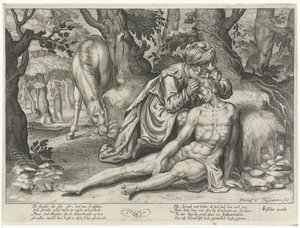 Barmhartige Samaritaan door Nicolaes van Geelkercken