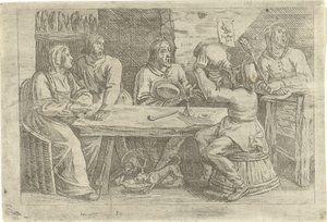 Boerengezelschap met nar door Nicolaes van Haeften