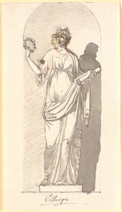 Calliope, de muze van de epische poëzie als standbeeld in een nis