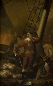 Christian IV aan boord van zijn vlaggenschip "De Drie-eenheid" door Nicolai Abildgaard