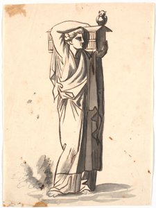 Een vrouwenfiguur die een ark op de linkerschouder draagt door Nicolai Abildgaard