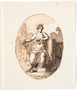 Zittende vrouwenfiguur, allegorie op kracht of standvastigheid door Nicolai Abildgaard