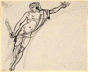 Een zwevende mannenfiguur met een kroon in de rechterhand door Nicolai Abildgaard