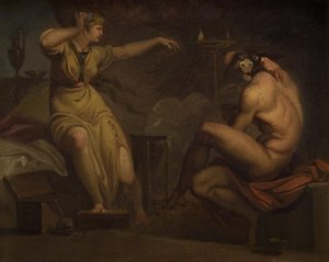 Fotis ziet haar geliefde Lucius veranderen in een ezel. Motief uit Apeleius