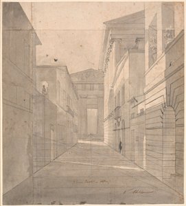 Straat in een antieke stad. Perspectivische studie voor het schilderij "Simo vertrouwt zich toe aan Sosia"