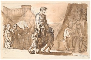 Hippias met zijn kinderen verlaat Athene door Nicolai Abildgaard