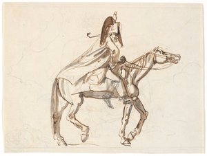 Karikatuur van een Militair te Paard