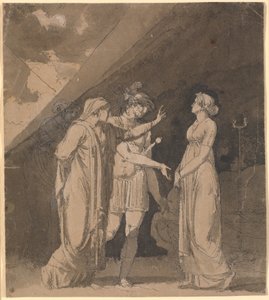 Scène uit Voltaires "Le triumvirat", vermoedelijk 2e akte, 2e scène door Nicolai Abildgaard