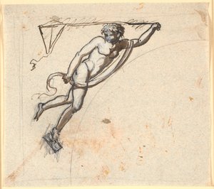 Zwevende figuur met een draak in de hand door Nicolai Abildgaard