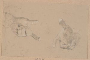 Twee studies van een hand door Nicolai Abildgaard