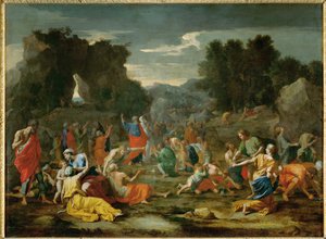 Les Israelites recuillant la manne dans le desert - de Israëlieten verzamelen manna in de woestijn ...