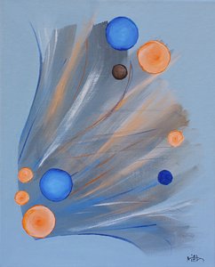 Dynamische blauw-oranje bollen