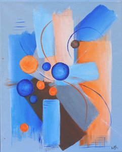 Dynamische blauw-oranje bollen door Nicolas Alsterdal