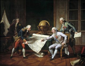 Louis XVI geeft instructies aan Jean-Francois Galaup, Graaf van La Perouse