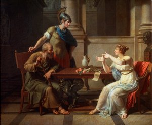 Socrates en Alcibiades bij Aspasia
