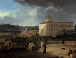 Uitzicht op de Villa Medicis, Rome, 1815 door Nicolas Antoine Taunay