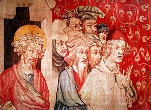 Detail van Mannen die naar de Engel Luisteren die hun Marteling Voorspelt, uit 