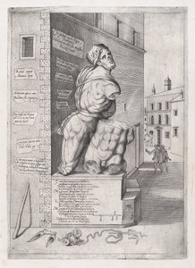 Speculum Romanae Magnificentiae: Standbeeld van Pasquin in het Huis van Kardinaal Ursino..., 16e eeuw door Nicolas Beatrizet