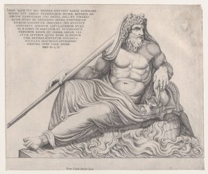 Speculum Romanae Magnificentiae: De oceaangod, 1560 door Nicolas Beatrizet