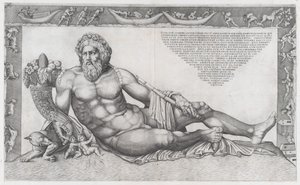 Speculum Romanae Magnificentiae: De Tiber, midden 16e eeuw door Nicolas Beatrizet
