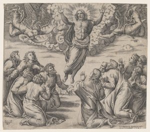 De Transfiguratie, na Raphael door Nicolas Beatrizet