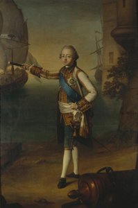 Portret van Groothertog Pavel Petrovich 1754-1801 in admiraalsuniform, 1769 door Nicolas Benjamin Delapierre