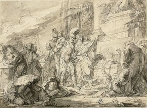 Aeneas bij het graf van Anchises (recto); Aeneas bij het graf van Anchises (verso) door Nicolas Bernard Lepicie