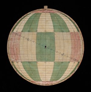 Astrolabium, detail van een plaat met een projectie van Rojas door Nicolas Bion
