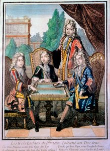 De kleinkinderen van Lodewijk XIV, spelend tric trac met hun vader