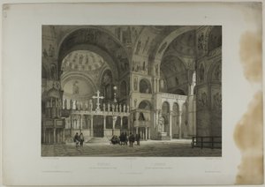 Venetië: Tweede binnenaanzicht van San Marco, plaat zestien uit Italie Monumentale et Pittoresque