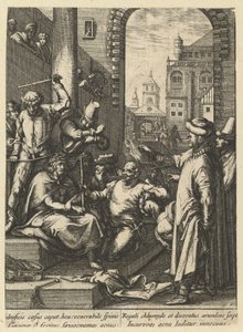 De kroning met doornen, uit De Passie van Christus, midden 17e eeuw door Nicolas Cochin