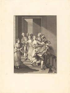 Saint-Preux verlaat de dames van de wereld door Nicolas Delaunay after Jean Michel Moreau