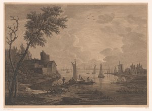 Landschap met vissersboten door Nicolas Dufour