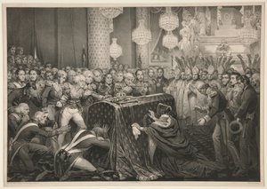 De stoffelijke resten van keizer Napoleon in Les Invalides door Nicolas Eustache Maurin