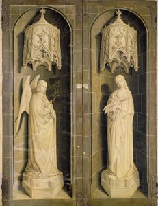 De Annunciatie, buitenpaneel van het Drieluik van Mozes en de brandende braamstruik, c.1476