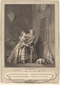 Het onverwachte bezoek door Nicolas Joseph Voyez after Sigmund Freudenberger