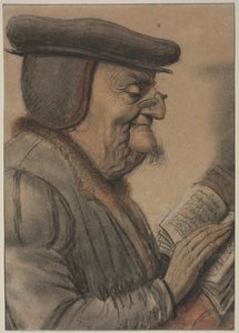 Oude man die een boek leest, eerste helft 1600s door Nicolas Lagneau