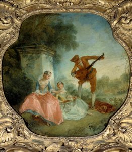 De muziekles Schilderij door Nicolas Lancret (1690-1743) 18e eeuw door Nicolas Lancret