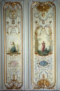 Geschilderd paneel van het Hotel de Peyrenc gerealiseerd door Nicolas Lancret (1690-1743) 1725 Parijs, Decoratieve Kunsten