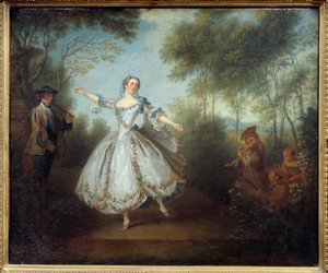 De danseres Marie Anne Cuppi (1710-1770) genaamd de dansende Camargo door Nicolas Lancret