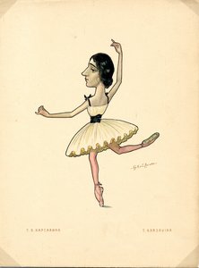 Portret van de Russische ballerina Tamara Karsavina (1885-1978) door Nicolas Legat