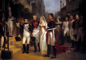 Keizer Napoleon Bonaparte ontvangt koningin Louise van Pruisen in Tilsit op 6/07/1807 door Nicolas Louis Francois Gosse