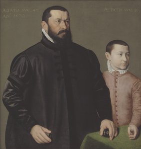 Portret van de Neurenbergse goudsmid Hans Lencker (1523-1585) en zijn 9-jarige zoon Elisius de Jongere
