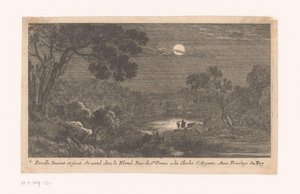 Landschap bij nacht met reizigers