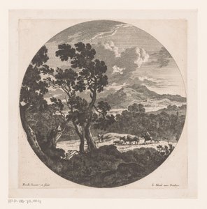 Landschap met herder met kudde door Nicolas Perelle