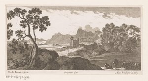 Landschap met herders bij drinkende koeien door Nicolas Perelle