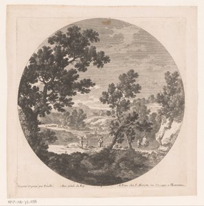 Landschap met herders langs een rivier door Nicolas Perelle