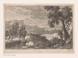 Landschap met reizigers door Nicolas Perelle