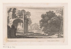 Landschap met ruïne (Landschappen) door Nicolas Perelle