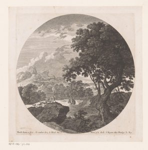 Landschap met twee mannen met kudde geiten door Nicolas Perelle